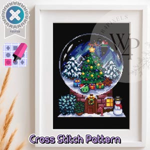 Stardew Valley Cross Stitch Pattern Junimo’s Christmas Snow Globe PDF Digital Download Home DIY
