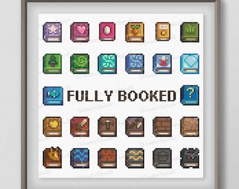 Digitaler download Stardew Valley Kreuzstichmuster Büchersammlung ausgebucht DIY Wohnkultur