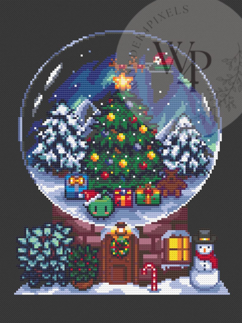 Stardew Valley Cross Stitch Pattern Junimo’s Christmas Snow Globe PDF ...