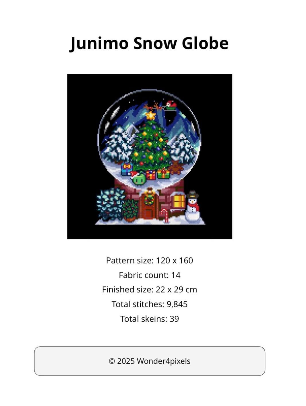 Stardew Valley Cross Stitch Pattern Junimo’s Christmas Snow Globe PDF ...