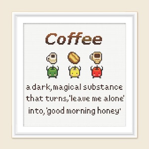 Digital download Stardew Valley Coffee Jumino funny sign cross stitch pattern
