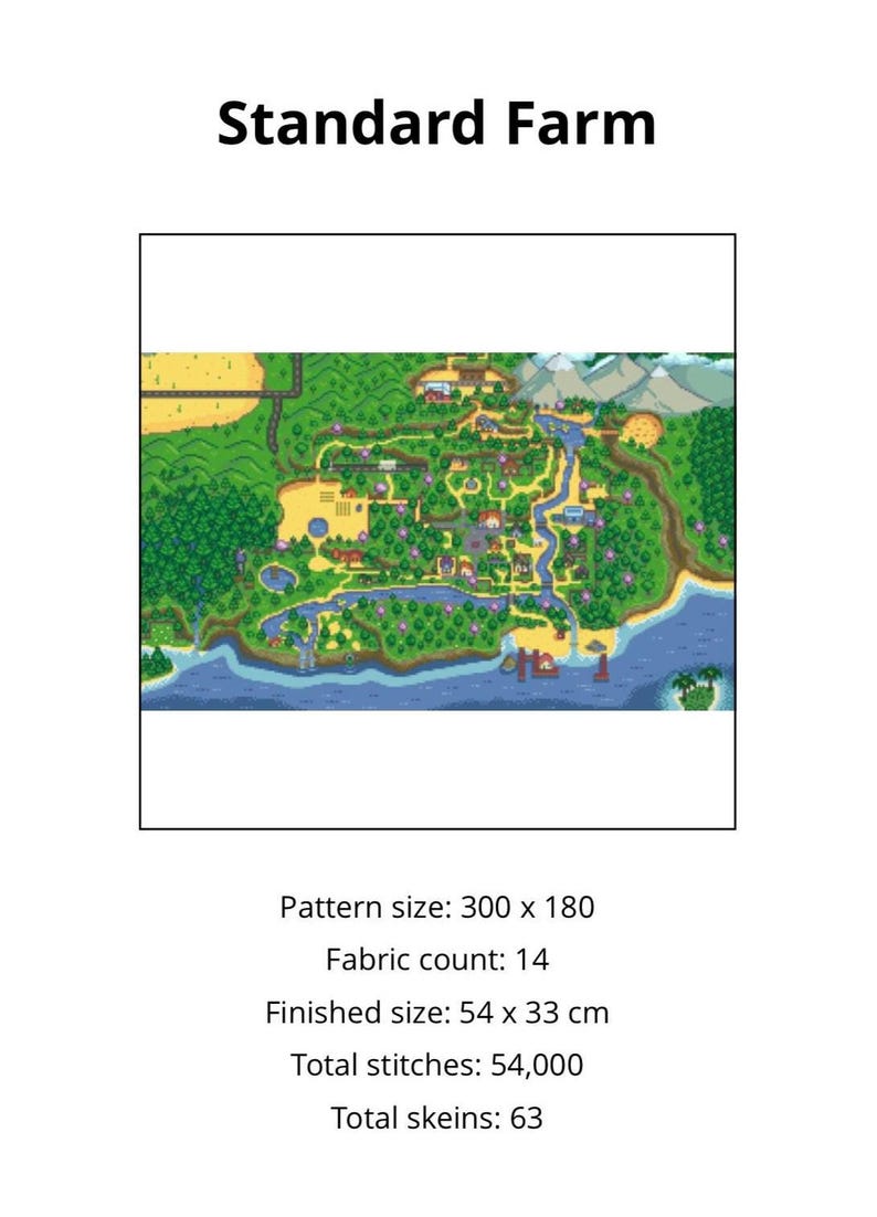 New Stardew Valley Map 1.6 update Cross Stitch Pattern digital download Standard Farm with Ginger Island image 9