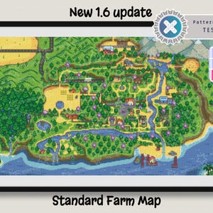 New Stardew Valley Map 1.6 update Cross Stitch Pattern digital download Standard Farm with Ginger Island