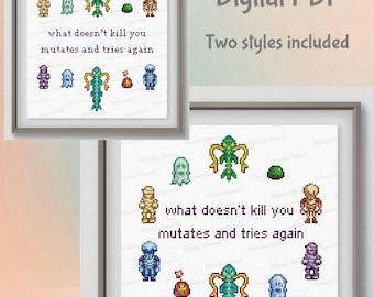 Digital download Stardew Valley Monsters funny sign cross stitch pattern