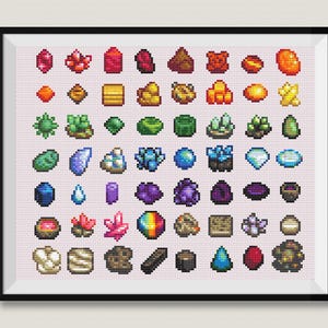 Digitaler Download Stardew Valley Gems and Mineral Collection Kreuzstichmuster