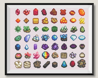 Digital download Stardew Valley Gems and Mineral Collection Cross Stitch pattern