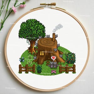 1.6 update Stardew Valley kruissteekpatroon wasbeer familie gigantische stomp digitale download Sweet Home DIY
