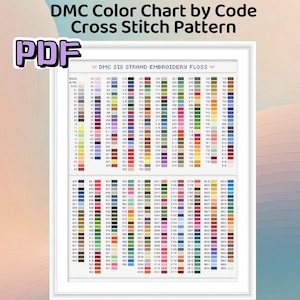 DMC Embroidery Floss Color Chart by number code Cross Stitch pattern PDF Download