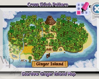 New Stardew Valley Ginger Island Map 1.6 update Cross Stitch Pattern digital download
