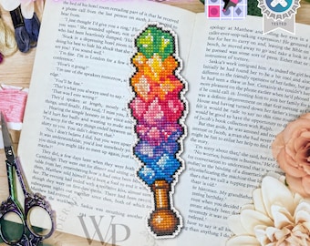 Magic Rock Candy Bookmark Cross Stitch Pattern Digital Download Cozy DIY Two Styles Front and Back