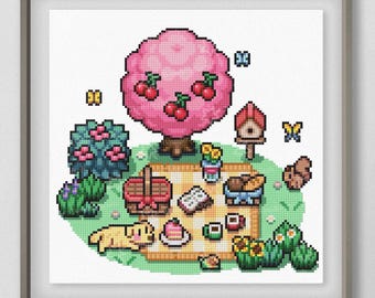Fields of Mistria Cross Stitch Pattern Picnic Time With Dozy