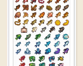 1.6 New Update Stardew Valley Cross Stitch pattern Fish collection Digital Download