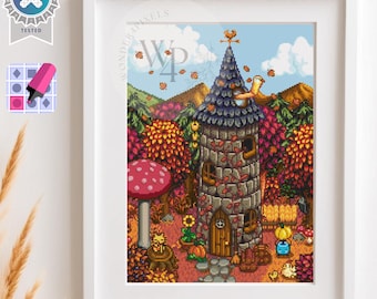 Stardew Valley Fall Wizard Tower Stitch Pattern digital download Beginner Cozy DIY