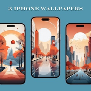 オレンジとブルーの iPhone 壁紙 - 3 つのデザイン