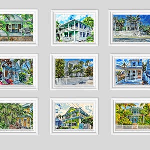 Homes of Key West -  Customized Watercolor Prints