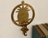 brass pineapple wall candle sconce, vintage brass candlestick holder