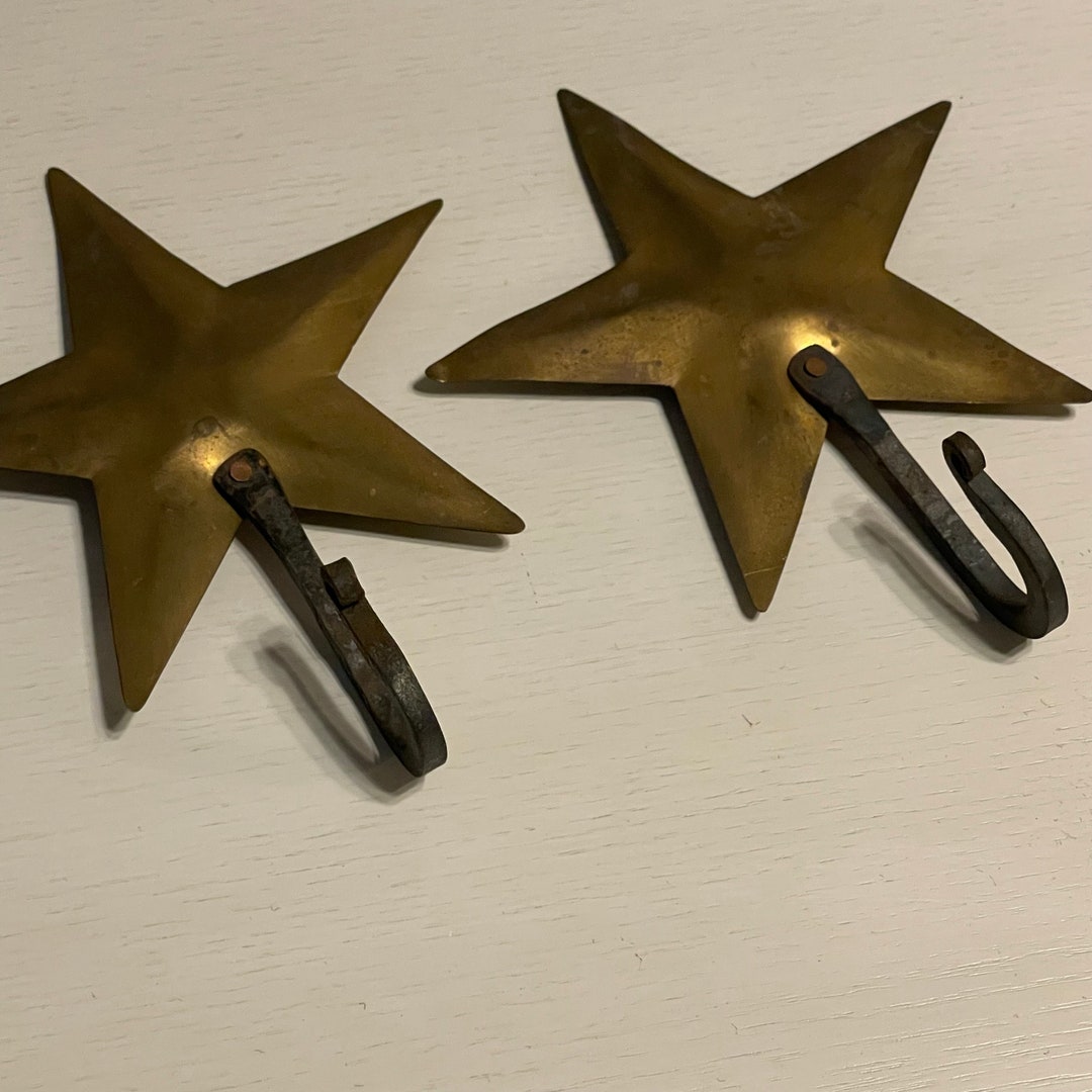 Primitive Star Wall Hooks Hand Wrought Iron Hook Etsy