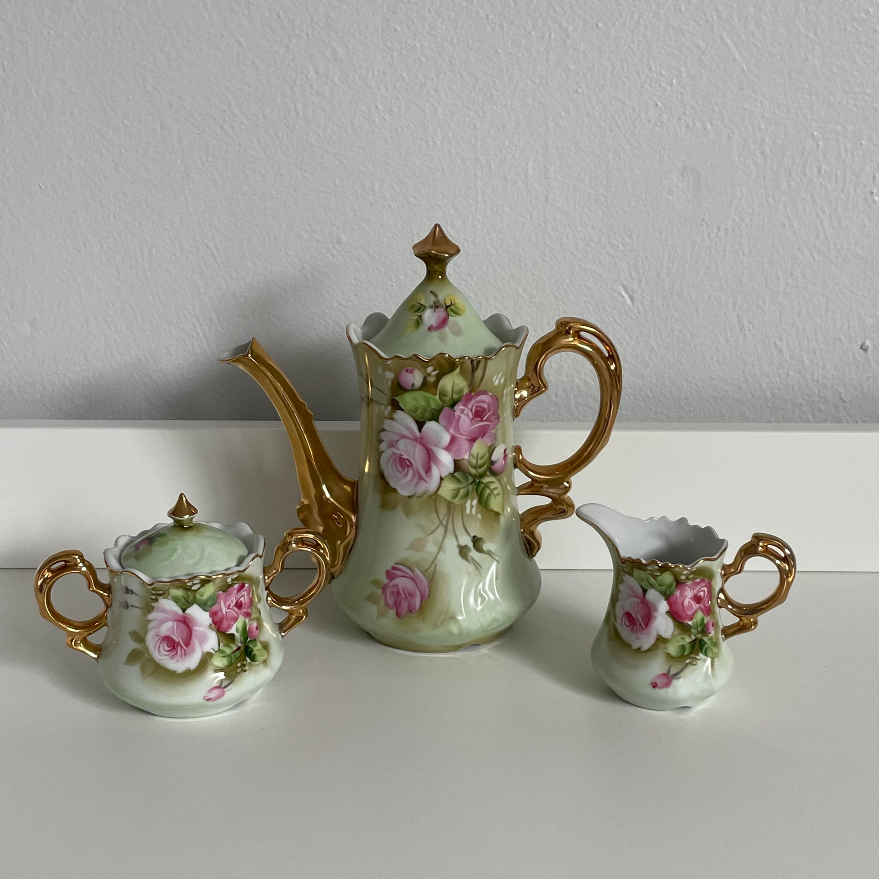 Lefton China Tea Set Teapot Sugar Bowl & Creamer Heritage Etsy Australia
