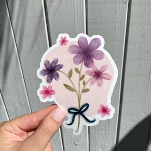 Clear Watercolor Floral Bouquet Sticker, 3.9x5in