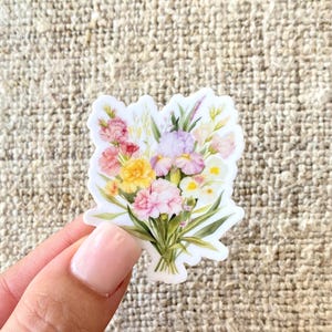 Adesivo de buquê de flores pastel, 1,7 x 2 pol.