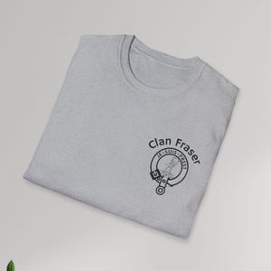 Scottish Clan Fraser of Lovat Softstyle T-Shirt with Crest, Scotland Heritage Tee, Family Crest Shirt, Gifts for Scots, Historical