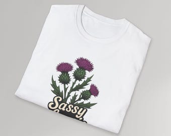 Koszulka z grafiką Sassy Lassie Scottish Thistle