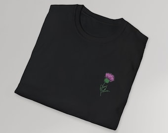 Camiseta con estampado de cardo escocés y flor tradicional