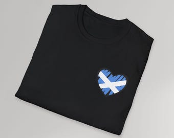 Schottische Flagge Herz T-Shirt, Scotland Pride Tee