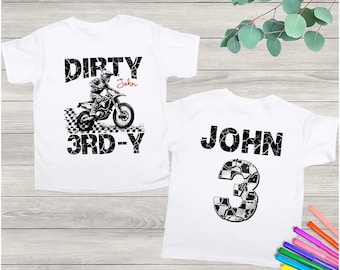 Dirty 3RD-Y dirt bike shirt, motocross 3rd birthday shirt, dirt bike birthday outfit, moto party shirt, boys 3rd birthday dirt bike tee