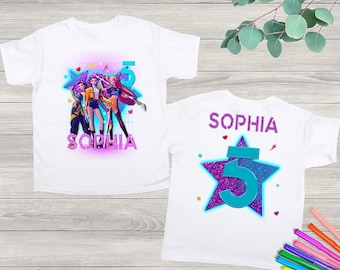 Custom Huntrix Birthday Girl Shirt, Personalized Kpop Demon Hunter Birthday Tee, Back to School, Gift for Huntrix fan,Birthday Gift for Kid