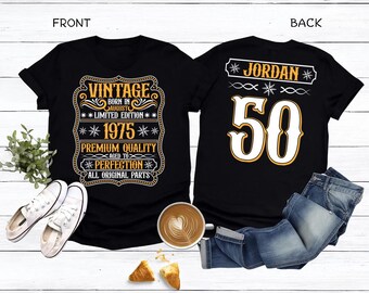 Custom Vintage Legends Were Born in 1975 Shirt For Men, 50th Birthday Gifts, 50 Birthday Shirt, 50th Gifts Ideas For Him, Birthday Party Tee