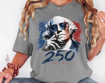Camiseta del 250 aniversario de Estados Unidos, camiseta de Washington, camiseta de presidente, camiseta de historia, regalo para aficionados a la historia, camiseta patriótica, camiseta vintage estadounidense