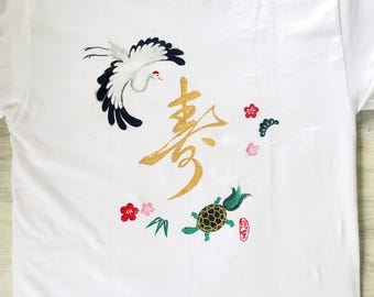 Handmålad japansk kalligrafi-t-shirt