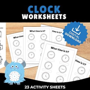Clock worksheets, telling time activity, kids time activity, printable time activity, elementary time lessons, learn analog time, learn time