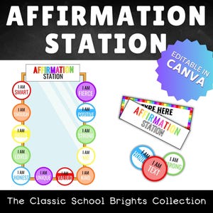 Affirmation Station for Mirror in Classroom | Editable Affirmation Printable | Classroom Decor | Class Mirror Display | Positive affirmation