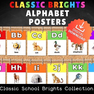 Printable Alphabet Posters | Classroom Decor | Alphabet Flash Cards | Alphabet Printable | Alphabet Wall Art | Education Printable | Letters