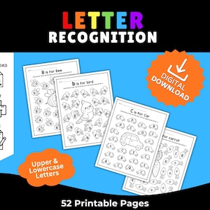 Hojas de trabajo de reconocimiento de letras del alfabeto, ABC, aprender el alfabeto, reconocimiento del alfabeto, aprender a leer, letras mayúsculas y minúsculas, ABC