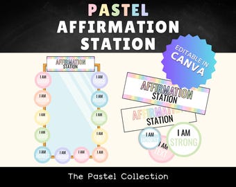 Pastel Affirmation Station for Mirror in Classroom | Editable Affirmation Printable | Classroom Decor | Class Mirror Display | Self Esteem