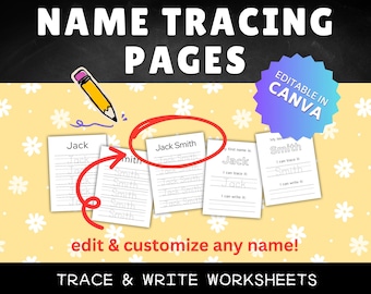 Editable Name Tracing Worksheet | Pre-k Custom Name tracing Printable | Personalized Handwriting Practice | Student Name Tracing Sheet