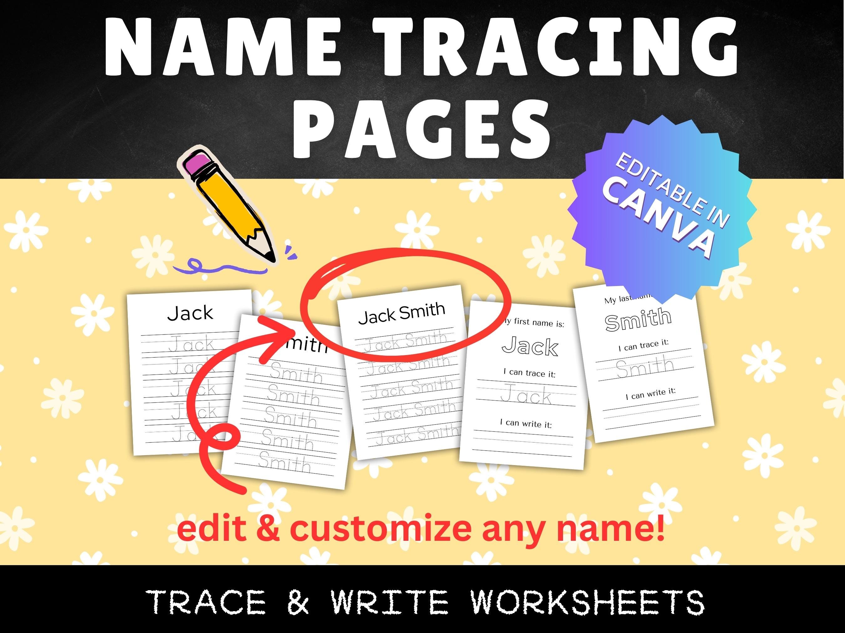 Editable Name Tracing Worksheet | Pre-k Custom Name Tracing Printable ...
