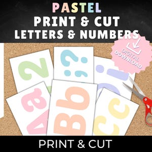 Alphabet Bulletin Board Letters, Classroom Letters, Printable Lettering, pastel Letters, Print and Snip letters, school bulletin board kit