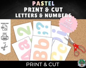 Alphabet Bulletin Board Letters, Classroom Letters, Printable Lettering, pastel Letters, Print and Snip letters, school bulletin board kit