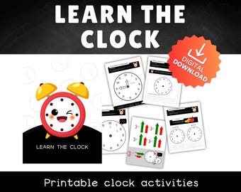 Learn the Clock Activity Book: Printable Telling Time Worksheets (PDF)