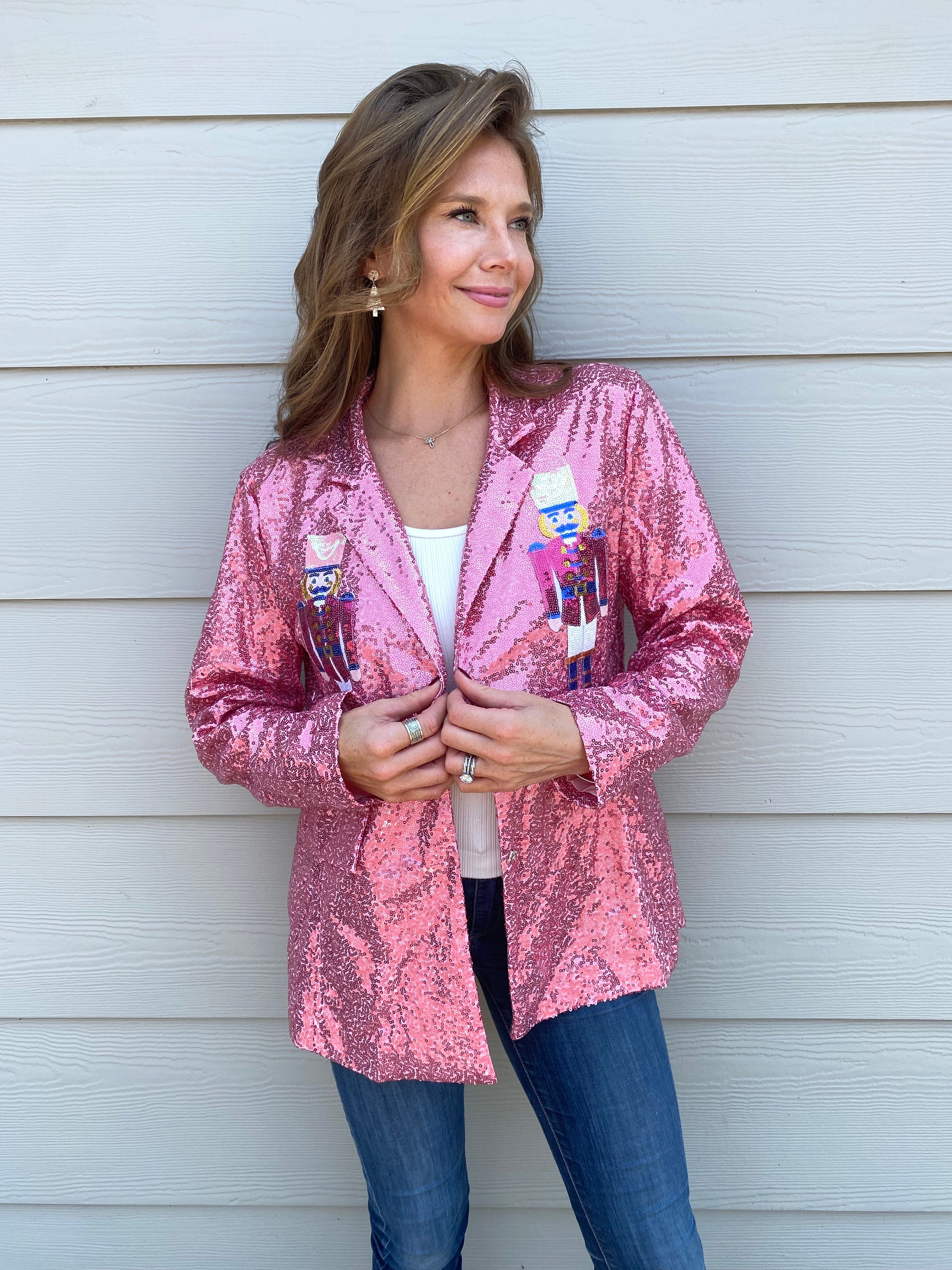 Pink Zara Sparkle Blazer STRAIGHT BLAZER WITH FEATHERS JACKET