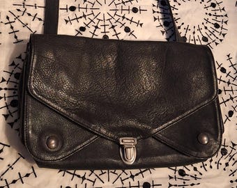 vintage Ann Demeulemeester handbag wallet with 5 pockets clutch patent black leather envelope NotThatSexy 30 x 50 cm with dustbag&long belt