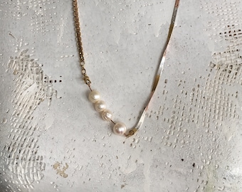 rose gold pearl silver necklace upcycled or margiela combination mm11