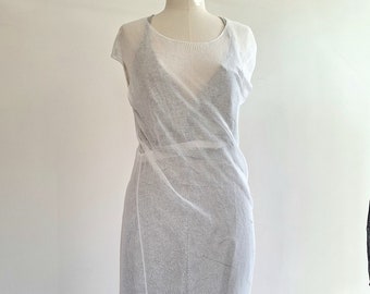 white Ann Demeulemeester dress sheer knitwear size eu medium large 38-42 floorlength cotton NotThatSexy volume!