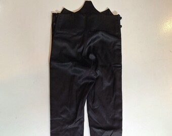 long pants high waist Gareth Pugh vintage NotThatSexy button down clown black satin wool London fashion small medium