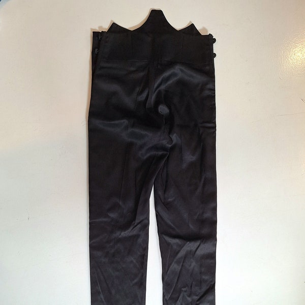 long pants high waist Gareth Pugh vintage NotThatSexy button down clown black satin wool London fashion small medium