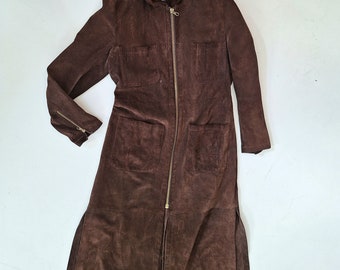 long suede Moschino coat hooded fits small to large AMAZING great condition vintage dark brown